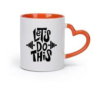 AYUEHBN Ceramics Durable Mugs Let's Do This Motivation Phrase Fitnesscenter Gymnastics （11oz/320ml） Gift for Men or Women Orange