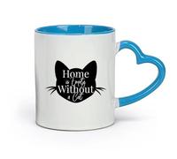 AYUEHBN Ceramics Durable Mugs Phrase Home is Empty Without Cat House Animal （11oz/320ml） for Coffee, Soup, Tea, Milk, Latte, hot Cocoa, Ladies, Men Blue