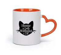 AYUEHBN Ceramics Durable Mugs Phrase Home is Empty Without Cat House Animal （11oz/320ml） for Coffee, Soup, Tea, Milk, Latte, hot Cocoa, Ladies, Men Orange