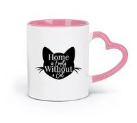 AYUEHBN Ceramics Durable Mugs Phrase Home is Empty Without Cat House Animal （11oz/320ml） for Coffee, Soup, Tea, Milk, Latte, hot Cocoa, Ladies, Men Pink