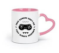 AYUEHBN Ceramics Durable Mugs Words Game True Gamer Don't Die They Always Respawn （11oz/320ml） Gift for Men or Women Pink