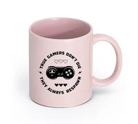 AYUEHBN Ceramics Durable Mugs Words Game True Gamer Don't Die They Always Respawn （11oz/320ml） Gift for Men or Women Pink