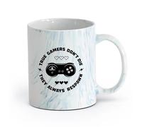 AYUEHBN Ceramics Durable Mugs Words Game True Gamer Don't Die They Always Respawn （11oz/320ml） Gift for Men or Women Marble Blue