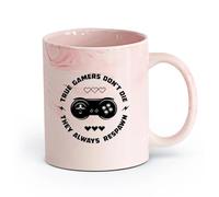 AYUEHBN Ceramics Durable Mugs Words Game True Gamer Don't Die They Always Respawn （11oz/320ml） Gift for Men or Women Marble Pink