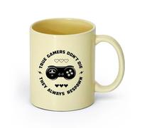AYUEHBN Ceramics Durable Mugs Words Game True Gamer Don't Die They Always Respawn （11oz/320ml） Gift for Men or Women Beige
