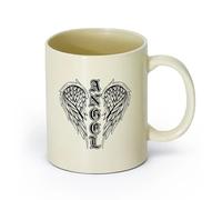 AYUEHBN Ceramics Home and Office Mugs Angel Wings Word Feathers Symbol （11oz/320ml） Coffee, Tea, Latte, Milk, Cocoa, Juice and Other Hot Drinks Light Yellow