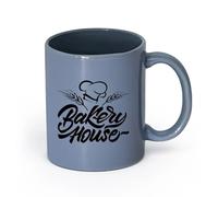 AYUEHBN Ceramics Home and Office Mugs Bakery Oven Baking House Products Kitchen （11oz/320ml） Cappuccino, Latte Macchiato, Tea, Espresso Blue-Gray