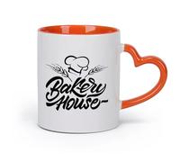 AYUEHBN Ceramics Home and Office Mugs Bakery Oven Baking House Products Kitchen （11oz/320ml） Cappuccino, Latte Macchiato, Tea, Espresso Orange