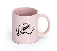 AYUEHBN Ceramics Home and Office Mugs Book Pen Write a Manuscript Books Home （11oz/320ml） for Coffee, Soup, Tea, Milk, Latte, hot Cocoa, Ladies, Men Pink