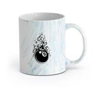 AYUEHBN Ceramics Home and Office Mugs Bowling Club Fireball Sports Game （11oz/320ml） Coffee, Tea, Latte, Milk, Cocoa, Juice and Other Hot Drinks Marble Blue