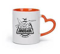 AYUEHBN Ceramics Home and Office Mugs Dinosaur World Adventure Fantasy Kids （11oz/320ml） for Coffee, Soup, Tea, Milk, Latte, hot Cocoa, Ladies, Men Orange