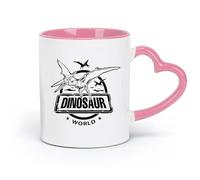 AYUEHBN Ceramics Home and Office Mugs Dinosaur World Adventure Fantasy Kids （11oz/320ml） for Coffee, Soup, Tea, Milk, Latte, hot Cocoa, Ladies, Men Pink