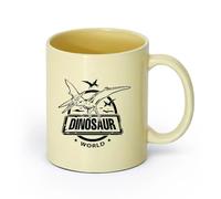 AYUEHBN Ceramics Home and Office Mugs Dinosaur World Adventure Fantasy Kids （11oz/320ml） for Coffee, Soup, Tea, Milk, Latte, hot Cocoa, Ladies, Men Beige