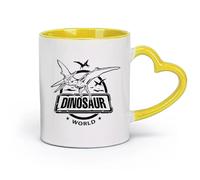 AYUEHBN Ceramics Home and Office Mugs Dinosaur World Adventure Fantasy Kids （11oz/320ml） for Coffee, Soup, Tea, Milk, Latte, hot Cocoa, Ladies, Men Yellow