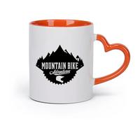 AYUEHBN Ceramics Home and Office Mugs Extreme Sport Mountain Bike Adventures （11oz/320ml） Coffee, Tea, Latte, Milk, Cocoa, Juice and Other Hot Drinks Orange