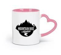 AYUEHBN Ceramics Home and Office Mugs Extreme Sport Mountain Bike Adventures （11oz/320ml） Coffee, Tea, Latte, Milk, Cocoa, Juice and Other Hot Drinks Pink