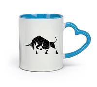 AYUEHBN Ceramics Home and Office Mugs Geometric Abstract Bull Animal Polygonal （11oz/320ml） Ceramic Coffee Mug for Cappuccino Tea, Milk, Blue