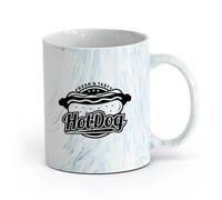 AYUEHBN Ceramics Home and Office Mugs Hot Dog Vector Logo Fast Food Fresh Tasty （11oz/320ml） Stylish & Durable - Microwave & Dishwasher Safe Marble Blue
