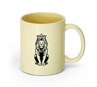 AYUEHBN Ceramics Home and Office Mugs Jungle Animal Lion King Predator （11oz/320ml） for Coffee, Soup, Tea, Milk, Latte, hot Cocoa, Ladies, Men Beige