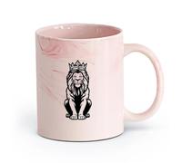 AYUEHBN Ceramics Home and Office Mugs Jungle Animal Lion King Predator （11oz/320ml） for Coffee, Soup, Tea, Milk, Latte, hot Cocoa, Ladies, Men Marble Pink