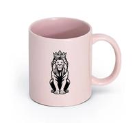 AYUEHBN Ceramics Home and Office Mugs Jungle Animal Lion King Predator （11oz/320ml） for Coffee, Soup, Tea, Milk, Latte, hot Cocoa, Ladies, Men Pink
