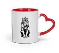 AYUEHBN Ceramics Home and Office Mugs Jungle Animal Lion King Predator （11oz/320ml） for Coffee, Soup, Tea, Milk, Latte, hot Cocoa, Ladies, Men Red