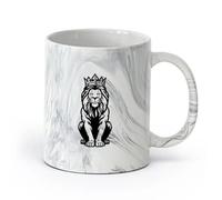 AYUEHBN Ceramics Home and Office Mugs Jungle Animal Lion King Predator （11oz/320ml） for Coffee, Soup, Tea, Milk, Latte, hot Cocoa, Ladies, Men Marble Black