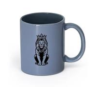 AYUEHBN Ceramics Home and Office Mugs Jungle Animal Lion King Predator （11oz/320ml） for Coffee, Soup, Tea, Milk, Latte, hot Cocoa, Ladies, Men Blue-Gray