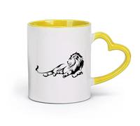 AYUEHBN Ceramics Home and Office Mugs Lion Jungle Predator Kid Animal （11oz/320ml） for Coffee, Soup, Tea, Milk, Latte, hot Cocoa, Ladies, Men Yellow