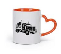 AYUEHBN Ceramics Home and Office Mugs USA Flag Classic American Truck Garage （11oz/320ml） for Coffee, Soup, Tea, Milk, Latte, hot Cocoa, Ladies, Men Orange