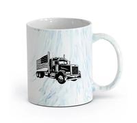 AYUEHBN Ceramics Home and Office Mugs USA Flag Classic American Truck Garage （11oz/320ml） for Coffee, Soup, Tea, Milk, Latte, hot Cocoa, Ladies, Men Marble Blue