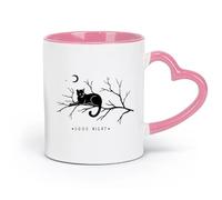 AYUEHBN Ceramics Home and Office Mugs Words Good Night Cat on a Branch Moon （11oz/320ml） for Coffee, Soup, Tea, Milk, Latte, hot Cocoa, Ladies, Men Pink