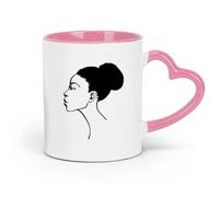 AYUEHBN Ceramics Hot Chocolate Cups African Beautiful Woman Girl Head Hair Afro Style （11oz/320ml） Ideal for Home & Office Use Pink