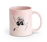 AYUEHBN Ceramics Hot Chocolate Cups Cherry Lady Sex Appeal Hot Lips Girl Face Woman （11oz/320ml） and Mulled Drinks, Espresso Marble Pink