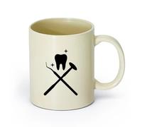 AYUEHBN Ceramics Hot Chocolate Cups Dental Clinic Care Teeth Dentist Instruments （11oz/320ml） Cappuccino, Latte Macchiato, Tea, Espresso Light Yellow