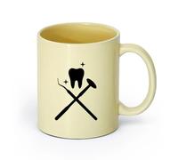 AYUEHBN Ceramics Hot Chocolate Cups Dental Clinic Care Teeth Dentist Instruments （11oz/320ml） Cappuccino, Latte Macchiato, Tea, Espresso Beige