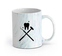 AYUEHBN Ceramics Hot Chocolate Cups Dental Clinic Care Teeth Dentist Instruments （11oz/320ml） Cappuccino, Latte Macchiato, Tea, Espresso Marble Blue