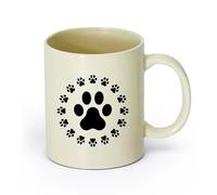 AYUEHBN Ceramics Hot Chocolate Cups Dog Tracking Paw Print Set Pets Shop Pets Vet Clinic （11oz/320ml） Dishwasher Safe Light Yellow