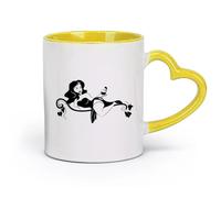 AYUEHBN Ceramics Hot Chocolate Cups Drinking Woman Wine Pin Up Girl Alcohol Bar （11oz/320ml） Great for Home, Office, Cafes, Gift Ideas Yellow