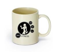 AYUEHBN Ceramics Hot Chocolate Cups Fitnesscenter Club Trainer Gymnastics Gears Sports Girl （11oz/320ml） Dishwasher Safe Light Yellow