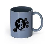 AYUEHBN Ceramics Hot Chocolate Cups Fitnesscenter Club Trainer Gymnastics Gears Sports Girl （11oz/320ml） Dishwasher Safe Blue-Gray