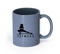 AYUEHBN Ceramics Hot Chocolate Cups Fitnesscenter Girl Healthy Lifestyle Sports Motivation Woman （11oz/320ml） Restaurant, Office Blue-Gray