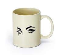 AYUEHBN Ceramics Hot Chocolate Cups Sex Appeal Eyebrows Eyes Girl Woman Eyelashes Makeup （11oz/320ml） for Home or Work Light Yellow