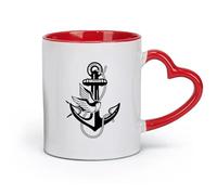 AYUEHBN Ceramics Large Mugs for Hot Drinks Anchor Sea Ocean Bird Swallow Marine （11oz/320ml） Cappuccino, Latte Macchiato, Tea, Espresso Red