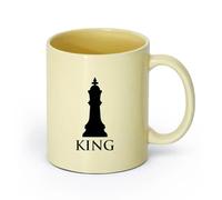 AYUEHBN Ceramics Large Mugs for Hot Drinks Chess Club Intellectual Game Chess King （11oz/320ml） Cappuccino, Latte Macchiato, Tea, Espresso Beige