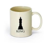 AYUEHBN Ceramics Large Mugs for Hot Drinks Chess Club Intellectual Game Chess King （11oz/320ml） Cappuccino, Latte Macchiato, Tea, Espresso Light Yellow