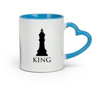 AYUEHBN Ceramics Large Mugs for Hot Drinks Chess Club Intellectual Game Chess King （11oz/320ml） Cappuccino, Latte Macchiato, Tea, Espresso Blue
