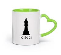 AYUEHBN Ceramics Large Mugs for Hot Drinks Chess Club Intellectual Game Chess King （11oz/320ml） Cappuccino, Latte Macchiato, Tea, Espresso Green
