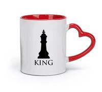 AYUEHBN Ceramics Large Mugs for Hot Drinks Chess Club Intellectual Game Chess King （11oz/320ml） Cappuccino, Latte Macchiato, Tea, Espresso Red