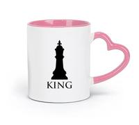 AYUEHBN Ceramics Large Mugs for Hot Drinks Chess Club Intellectual Game Chess King （11oz/320ml） Cappuccino, Latte Macchiato, Tea, Espresso Pink